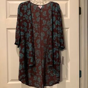 LuLaRoe Lindsay kimono. NWT. Medium. Brown/teal